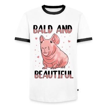 Hairless guinea pig skinny piggy - Men's Ringer Shirt - white/black - Front - AI Model Female 172 light (172cm) & AI Model Male 178 dark (178cm)