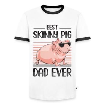 Hairless guinea pig Skinny piggy - Men's Ringer Shirt - white/black - Front - AI Model Female 172 light (172cm) & AI Model Male 178 dark (178cm)