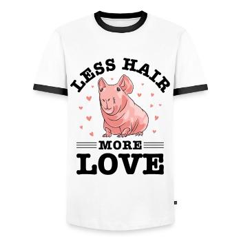hairless guinea pig, skinny pig, - Men's Ringer Shirt - white/black - Front - AI Model Female 172 light (172cm) & AI Model Male 178 dark (178cm)