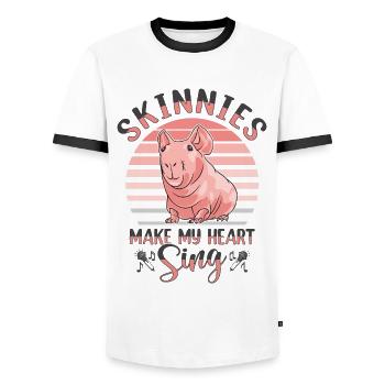 Haarloses Meerschweinchen Dünnes Schweinchen - Männer Kontrast-T-Shirt - Weiß/Schwarz - Vorne - AI Model Female 172 light (172cm) & AI Model Male 178 dark (178cm)