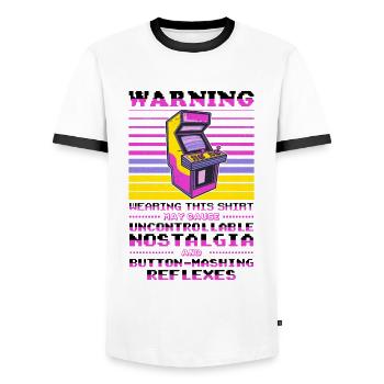 Lecteurs vidéo Retro Gamer Gaming Classic 80s - T-shirt contrasté Homme - blanc/noir - Devant - AI Model Female 172 light (172cm) & AI Model Male 178 dark (178cm)