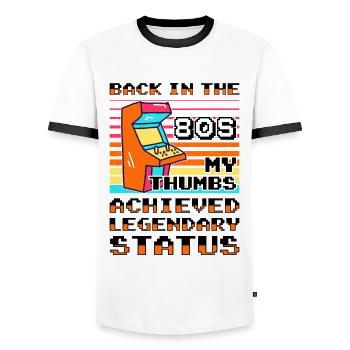 Lecteurs vidéo Retro Gamer Gaming Classic 80s - T-shirt contrasté Homme - blanc/noir - Devant - AI Model Female 172 light (172cm) & AI Model Male 178 dark (178cm)
