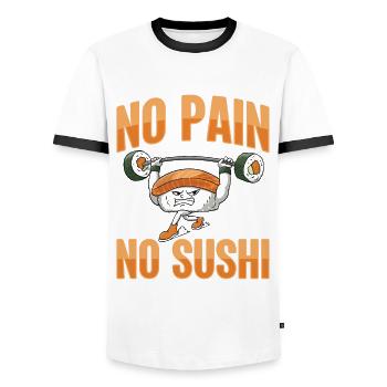Japanisches Essen Sushi Liebhaber Bodybuilder - Männer Kontrast-T-Shirt - Weiß/Schwarz - Vorne - AI Model Female 172 light (172cm) & AI Model Male 178 dark (178cm)