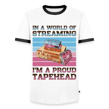Vintage Movie Lover Retro Vhs Kassette 80er 90er - Männer Kontrast-T-Shirt - Weiß/Schwarz - Vorne - AI Model Female 172 light (172cm) & AI Model Male 178 dark (178cm)