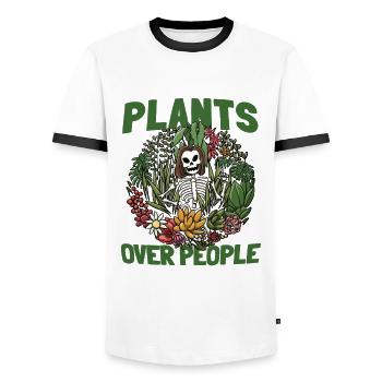 Jardiniers, amateurs de plantes de jardin, collectionneurs de plantes - T-shirt contrasté Homme - blanc/noir - Devant - AI Model Female 172 light (172cm) & AI Model Male 178 dark (178cm)