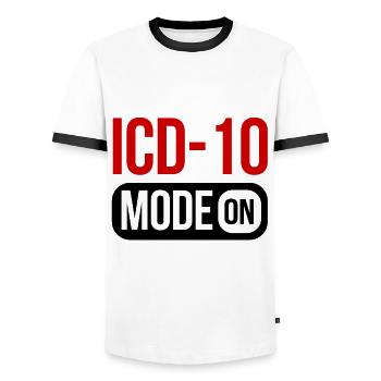 Codeur médical Profession Médical - T-shirt contrasté Homme - blanc/noir - Devant - AI Model Female 172 light (172cm) & AI Model Male 178 dark (178cm)