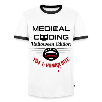 Halloween Medicine Coder Medical - T-shirt contrasté Homme - blanc/noir - Devant - AI Model Female 172 light (172cm) & AI Model Male 178 dark (178cm)