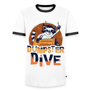Raccoon lover garbage collecting garbage containers - Men's Ringer Shirt - white/black - Front - AI Model Female 172 light (172cm) & AI Model Male 178 dark (178cm)