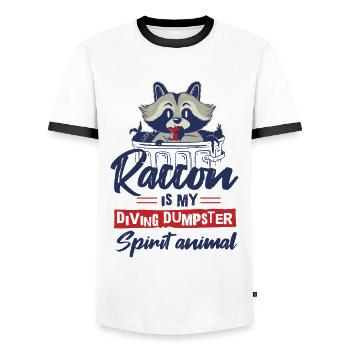 Raccoon lover garbage collecting garbage containers - Men's Ringer Shirt - white/black - Front - AI Model Female 172 light (172cm) & AI Model Male 178 dark (178cm)