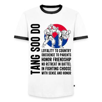 Tang so Do Gift - Men's Ringer Shirt - white/black - Front - AI Model Female 172 light (172cm) & AI Model Male 178 dark (178cm)