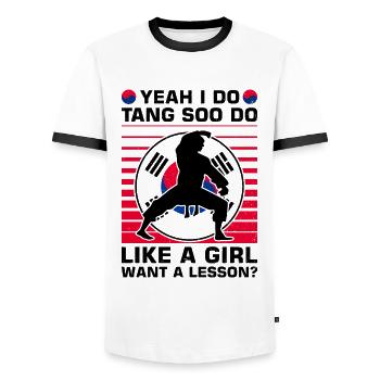 Tang so Do Gift - Men's Ringer Shirt - white/black - Front - AI Model Female 172 light (172cm) & AI Model Male 178 dark (178cm)