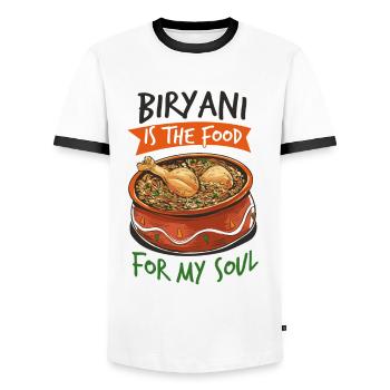 Indisches Essen Feinschmecker, Biryani, Liebhaber, - Männer Kontrast-T-Shirt - Weiß/Schwarz - Vorne - AI Model Female 172 light (172cm) & AI Model Male 178 dark (178cm)