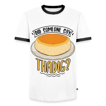 Thadig Food Lover Geschenke - Männer Kontrast-T-Shirt - Weiß/Schwarz - Vorne - AI Model Female 172 light (172cm) & AI Model Male 178 dark (178cm)