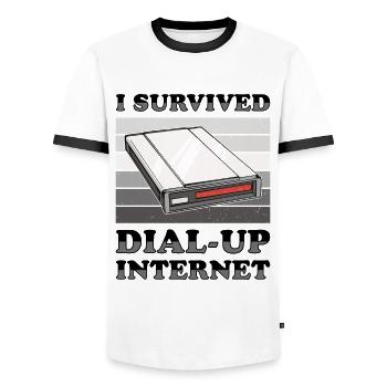 90er Jahre Nostalgie Retro 90er Jahre Dial Up - Männer Kontrast-T-Shirt - Weiß/Schwarz - Vorne - AI Model Female 172 light (172cm) & AI Model Male 178 dark (178cm)