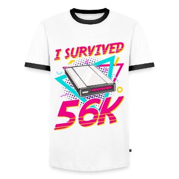 des années 90 Nostalgie Rétro Années 90 Accès commuté Internet Vintage - T-shirt contrasté Homme - blanc/noir - Devant - AI Model Female 172 light (172cm) & AI Model Male 178 dark (178cm)