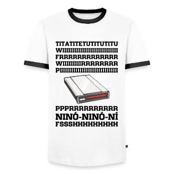 90s Nostalgie Rétro 90s Internet commuté vintage - T-shirt contrasté Homme - blanc/noir - Devant - AI Model Female 172 light (172cm) & AI Model Male 178 dark (178cm)