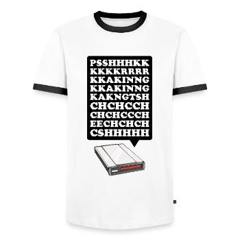 90s Nostalgie Rétro 90s Internet commuté vintage - T-shirt contrasté Homme - blanc/noir - Devant - AI Model Female 172 light (172cm) & AI Model Male 178 dark (178cm)