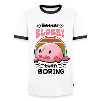 Meeresbiologe Tiefseefisch Blobfisch Ozean - Männer Kontrast-T-Shirt - Weiß/Schwarz - Vorne - AI Model Female 172 light (172cm) & AI Model Male 178 dark (178cm)