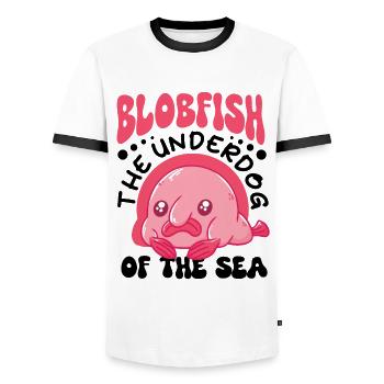Meeresbiologe Tiefseefisch Blobfisch Ozean - Männer Kontrast-T-Shirt - Weiß/Schwarz - Vorne - AI Model Female 172 light (172cm) & AI Model Male 178 dark (178cm)