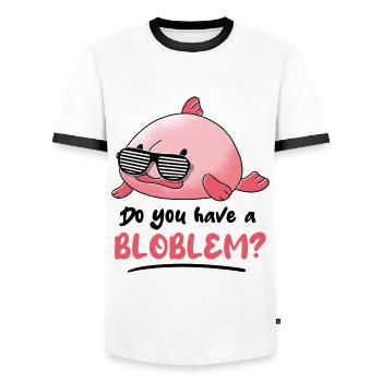Biologiste marin Poissons d’eau profonde Blob Océan - T-shirt contrasté Homme - blanc/noir - Devant - AI Model Female 172 light (172cm) & AI Model Male 178 dark (178cm)