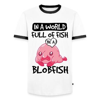 Biologiste marin Poissons d’eau profonde Blob Océan - T-shirt contrasté Homme - blanc/noir - Devant - AI Model Female 172 light (172cm) & AI Model Male 178 dark (178cm)