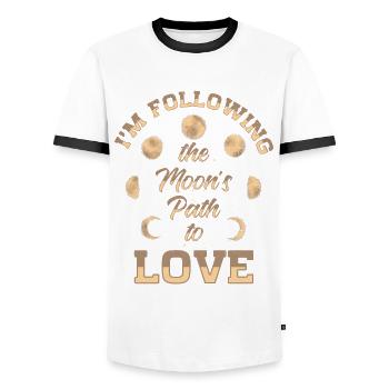 Astronomy Astronomer Moon Phase Romance Stars - Men's Ringer Shirt - white/black - Front - AI Model Female 172 light (172cm) & AI Model Male 178 dark (178cm)