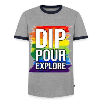 Peintre Toile Liquide Peinture Art Peinture - T-shirt contrasté Homme - gris/marine  - Devant - AI Model Female 172 light (172cm) & AI Model Male 178 light (178cm)