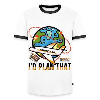 Travel Job Travel Bug Profession Holiday Travel Agency - Men's Ringer Shirt - white/black - Front - AI Model Female 172 light (172cm) & AI Model Male 178 dark (178cm)