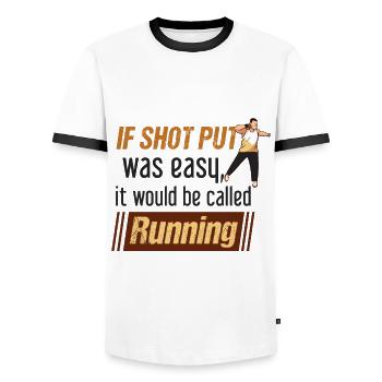 Athletics, Athletics, Throwing athletes, - Men's Ringer Shirt - white/black - Front - AI Model Female 172 light (172cm) & AI Model Male 178 dark (178cm)