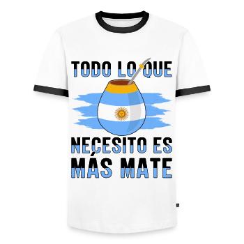 Drapeau de l’Argentine Thé yerba maté argentin - T-shirt contrasté Homme - blanc/noir - Devant - AI Model Female 172 light (172cm) & AI Model Male 178 dark (178cm)