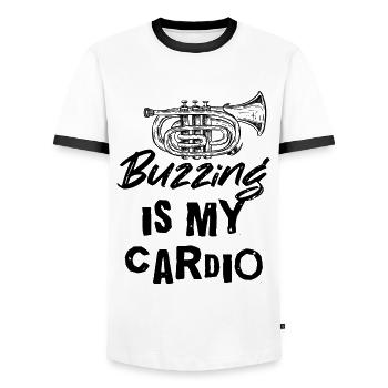 Mellophonist Musikinstrument Orchester - Männer Kontrast-T-Shirt - Weiß/Schwarz - Vorne - AI Model Female 172 light (172cm) & AI Model Male 178 dark (178cm)