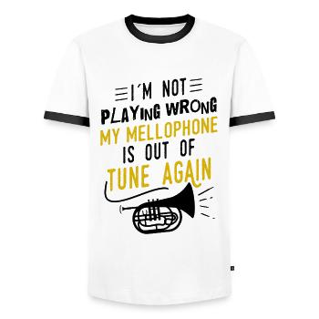 Mellophonist Musikinstrument Orchester - Männer Kontrast-T-Shirt - Weiß/Schwarz - Vorne - AI Model Female 172 light (172cm) & AI Model Male 178 dark (178cm)