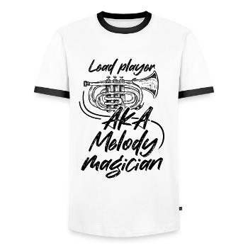 Mellophonist Musikinstrument Orchester - Männer Kontrast-T-Shirt - Weiß/Schwarz - Vorne - AI Model Female 172 light (172cm) & AI Model Male 178 dark (178cm)