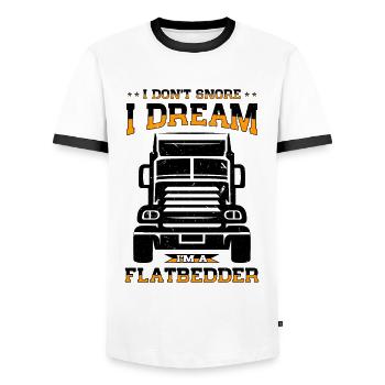 Camion Machine à plateau Véhicule cargo - T-shirt contrasté Homme - blanc/noir - Devant - AI Model Female 172 light (172cm) & AI Model Male 178 dark (178cm)