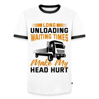 Camion à plateau Machine Cargo Vehicle - T-shirt contrasté Homme - blanc/noir - Devant - AI Model Female 172 light (172cm) & AI Model Male 178 dark (178cm)
