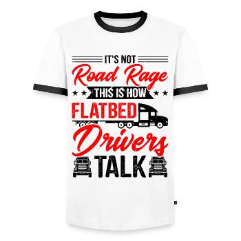Camion Machine à plateau Véhicule cargo - T-shirt contrasté Homme - blanc/noir - Devant - AI Model Female 172 light (172cm) & AI Model Male 178 dark (178cm)