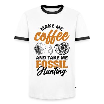 Fossil collecting paleontologist Fossil collector - Men's Ringer Shirt - white/black - Front - AI Model Female 172 light (172cm) & AI Model Male 178 dark (178cm)