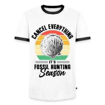 Fossils, paleontologist, fossil collector, - Men's Ringer Shirt - white/black - Front - AI Model Female 172 light (172cm) & AI Model Male 178 dark (178cm)