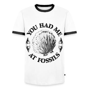 Fossils, paleontologist, fossil collector, - Men's Ringer Shirt - white/black - Front - AI Model Female 172 light (172cm) & AI Model Male 178 dark (178cm)