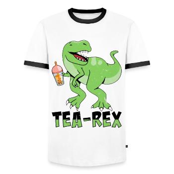 Bubble Tea Drink Pearl Milk Tea Lover Kawaii - Men's Ringer Shirt - white/black - Front - AI Model Female 172 light (172cm) & AI Model Male 178 dark (178cm)