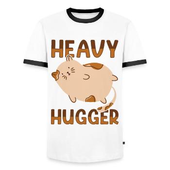 Kitty Fat Cat Lover Meme Kitten Meow Chonk Cat - Männer Kontrast-T-Shirt - Weiß/Schwarz - Vorne - AI Model Female 172 light (172cm) & AI Model Male 178 dark (178cm)