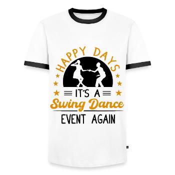 Lindy Hop Swing Dance Couple Dancer Swing Dance - Men's Ringer Shirt - white/black - Front - AI Model Female 172 light (172cm) & AI Model Male 178 dark (178cm)