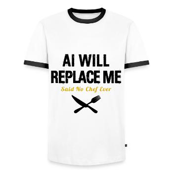 Cooking Culinary Restaurant Gourmet Kitchen Chef - Men's Ringer Shirt - white/black - Front - AI Model Female 172 light (172cm) & AI Model Male 178 dark (178cm)