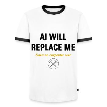 carpenter, woodworking, woodworker, profession - Men's Ringer Shirt - white/black - Front - AI Model Female 172 light (172cm) & AI Model Male 178 dark (178cm)