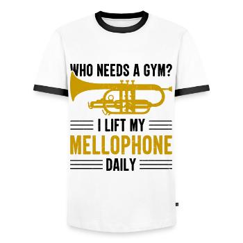 Mellophonist, Musical Instrument Orchestra, - Men's Ringer Shirt - white/black - Front - AI Model Female 172 light (172cm) & AI Model Male 178 dark (178cm)