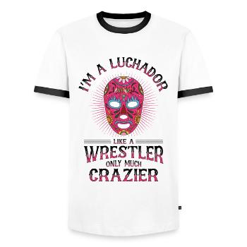 Lutteur mexicain Lucha Libre Mask - T-shirt contrasté Homme - blanc/noir - Devant - AI Model Female 172 light (172cm) & AI Model Male 178 dark (178cm)