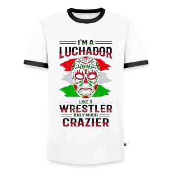 Lutteur mexicain Lucha Libre Mask - T-shirt contrasté Homme - blanc/noir - Devant - AI Model Female 172 light (172cm) & AI Model Male 178 dark (178cm)