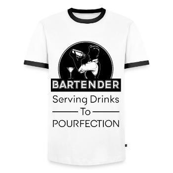 Barkeeper Mixologe Alkohol Getränke Barmann - Männer Kontrast-T-Shirt - Weiß/Schwarz - Vorne - AI Model Female 172 light (172cm) & AI Model Male 178 dark (178cm)