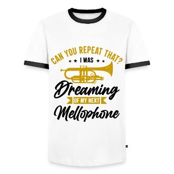 Mellophonist, Musical Instrument Orchestra, - Men's Ringer Shirt - white/black - Front - AI Model Female 172 light (172cm) & AI Model Male 178 dark (178cm)