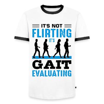 PT Physiotherapie Physiotherapeutin Job - Männer Kontrast-T-Shirt - Weiß/Schwarz - Vorne - AI Model Female 172 light (172cm) & AI Model Male 178 dark (178cm)